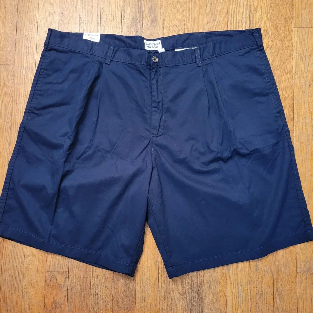 Saddlebred 46W Shorts Navy Blue Pleated Comfort Flex 10